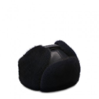 Кожаная шапка-ушанка с меховой отделкой Zilli